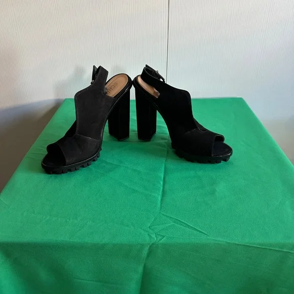 NWB 🔥SCHUTZ  SUEDE LUGG SOLE PEEP TOE SLING BACK SHOES 8 ♥️😍 - Picture 8 of 9